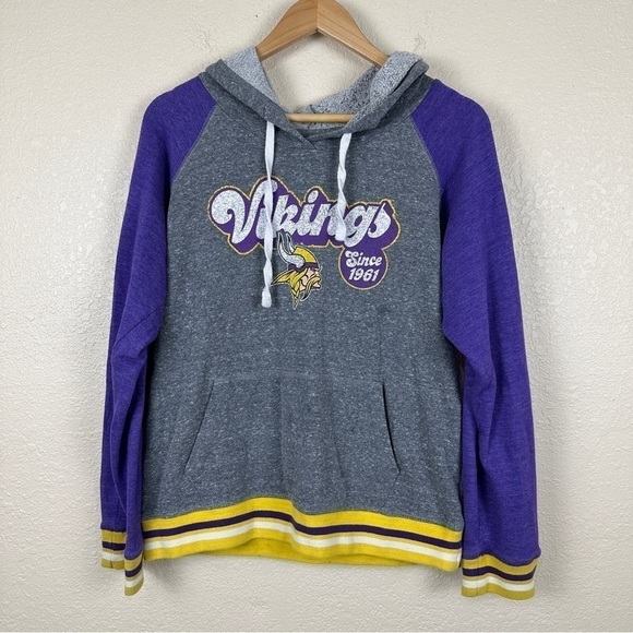 NFL Team Apparel Minnesota Vikings Graphic Pullover Hoodie Size Medium Men - Picture 1 of 11